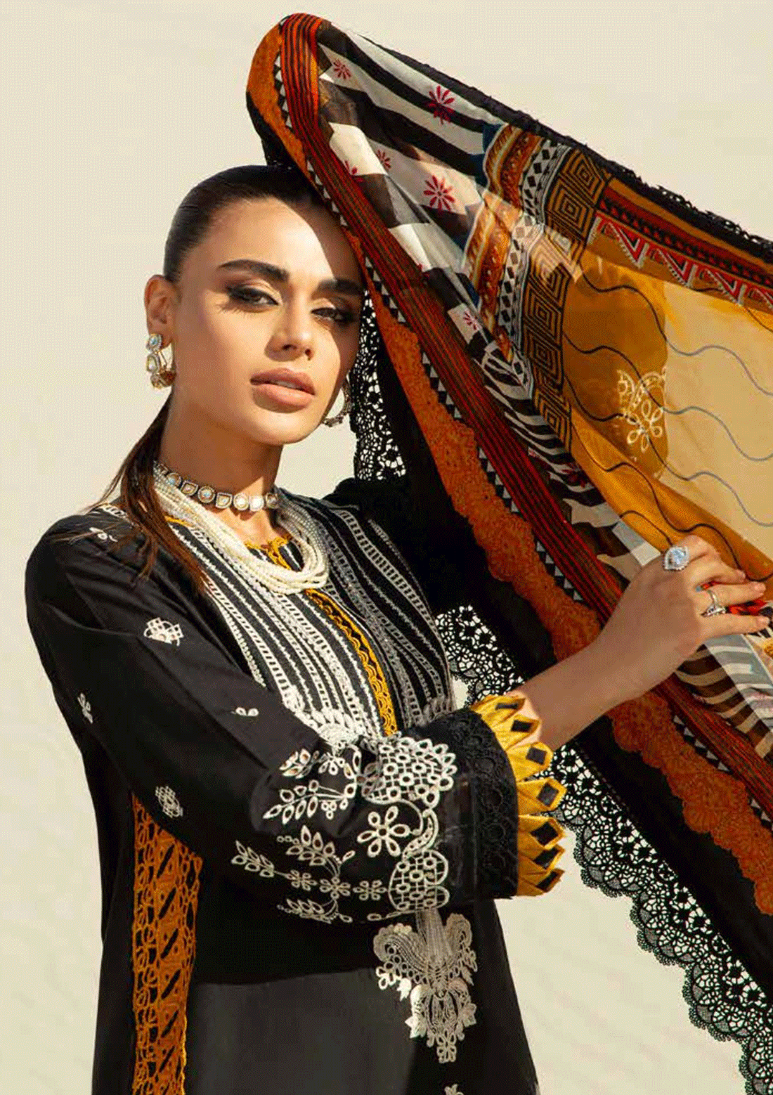 Lawn Collection - Maryam Hussain - Luxury - D#4 - Mustard Affair
