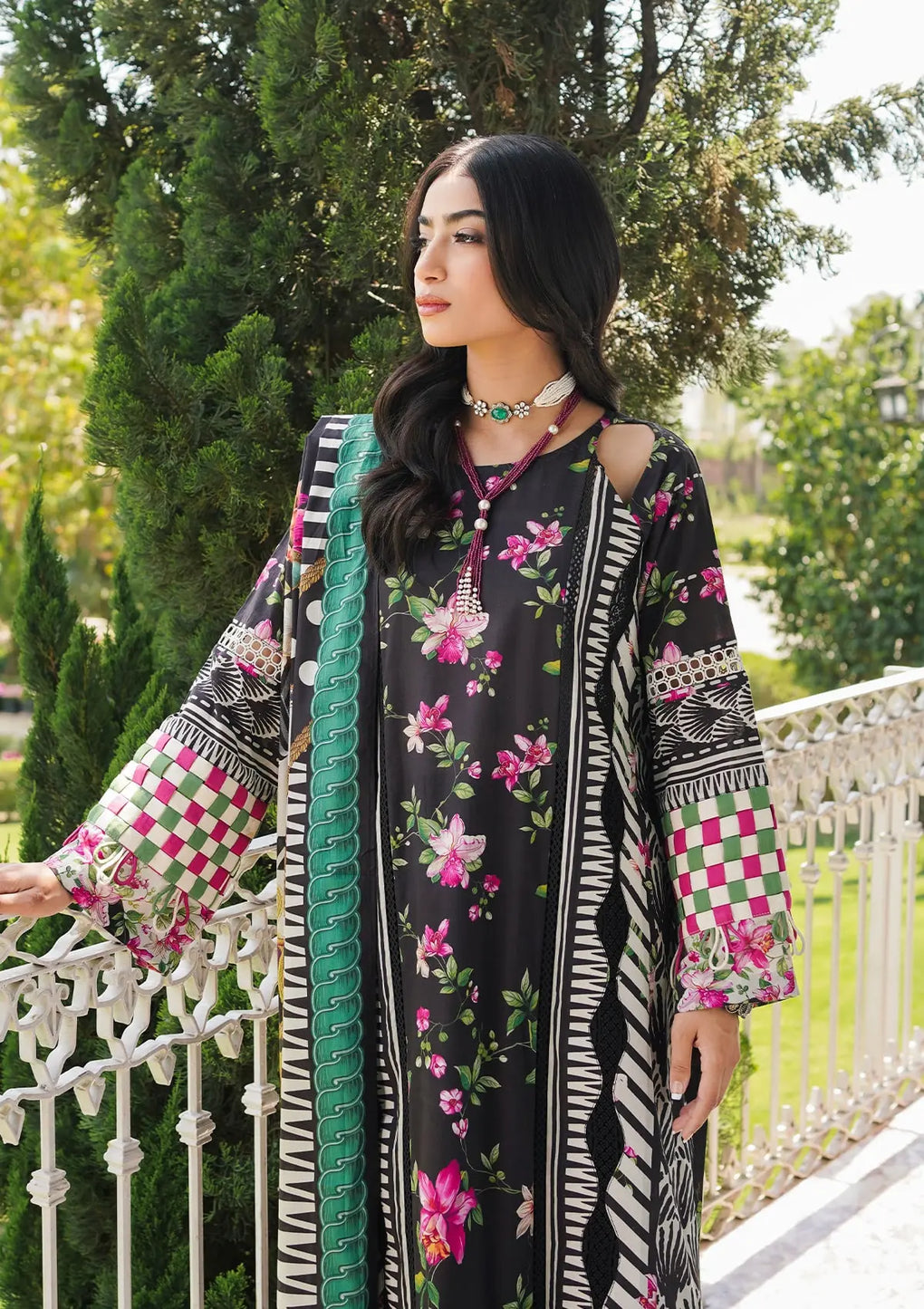 Elaf Premium | Printed Collection 24 | EEP-02A - Dark Floral - Official Elaf Premium stockist in UK - Sakeena London