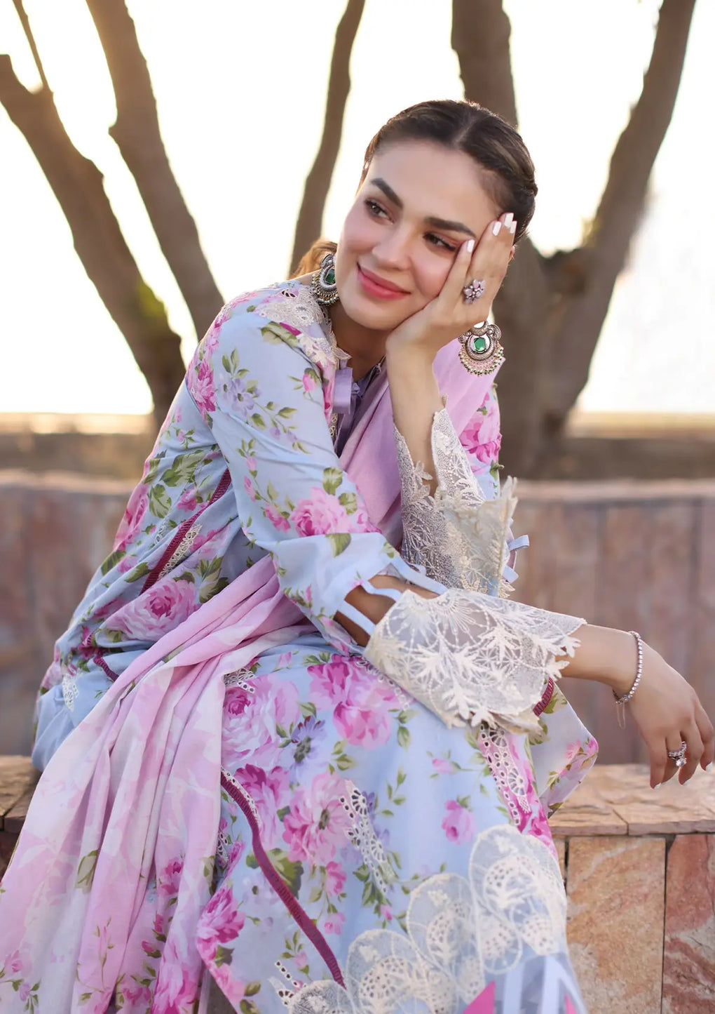 Elaf Premium | Prints Chikankari 24 | 04A OCEAN BLOSSOMS - Official Elaf Premium stockist in UK - Sakeena London