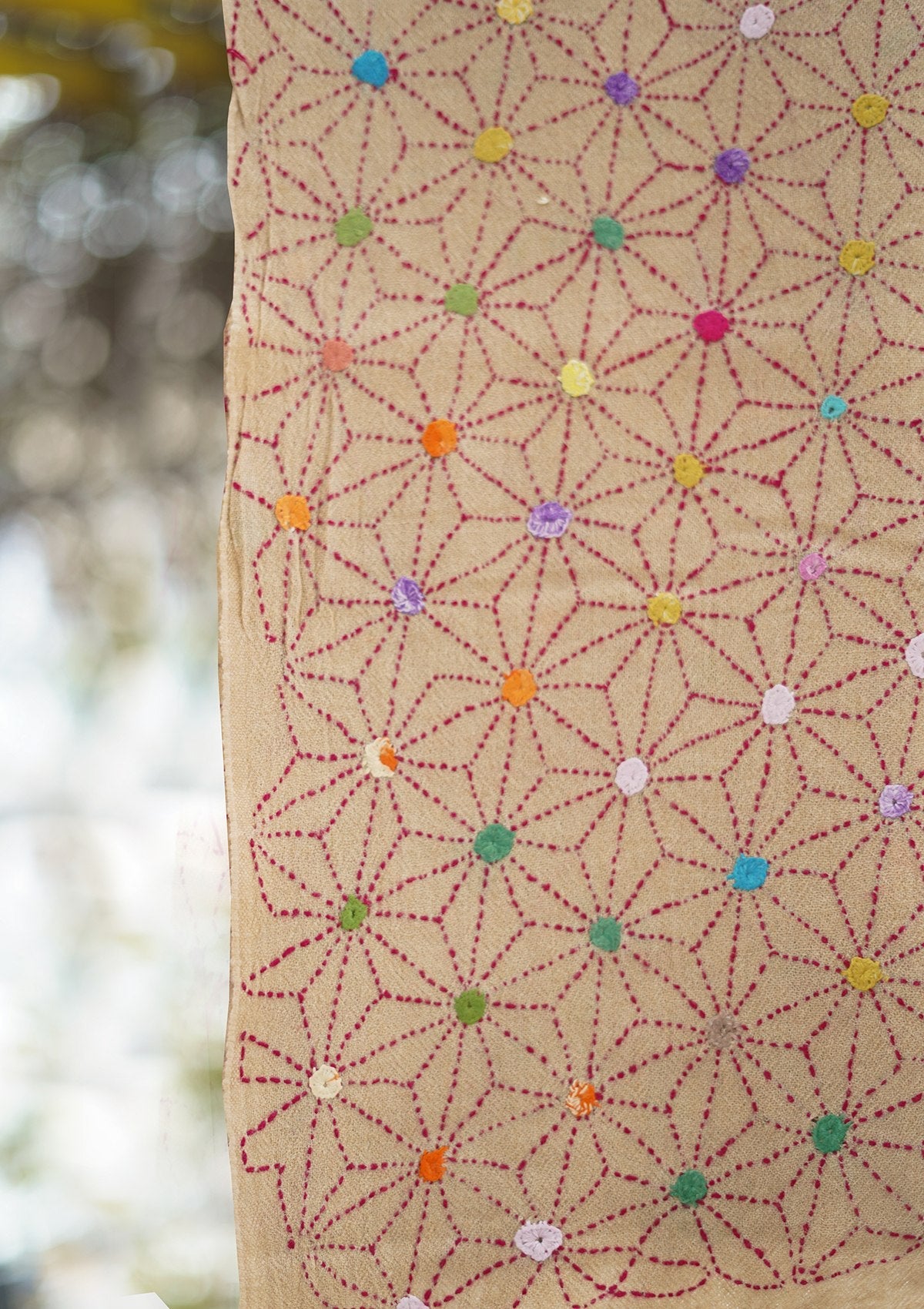 Wool Needle Work Shawl D - 49D - P SKIN