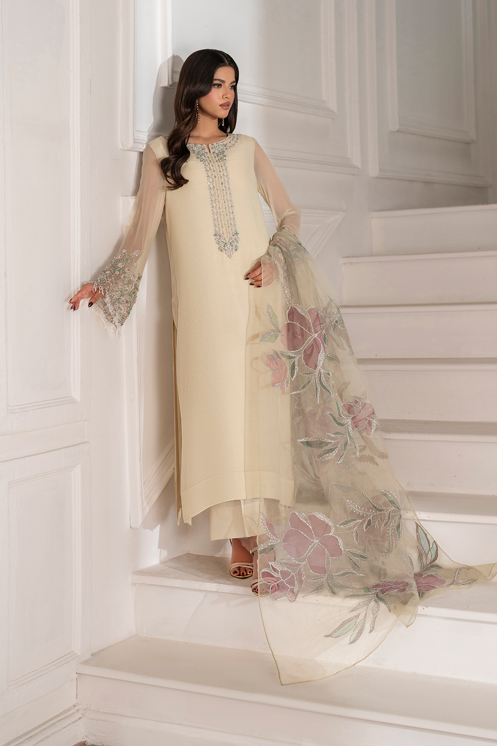 Iznik I Festive Formal I UE-413 Embroidered Chiffon - Official Iznik stockist in UK - Sakeena London