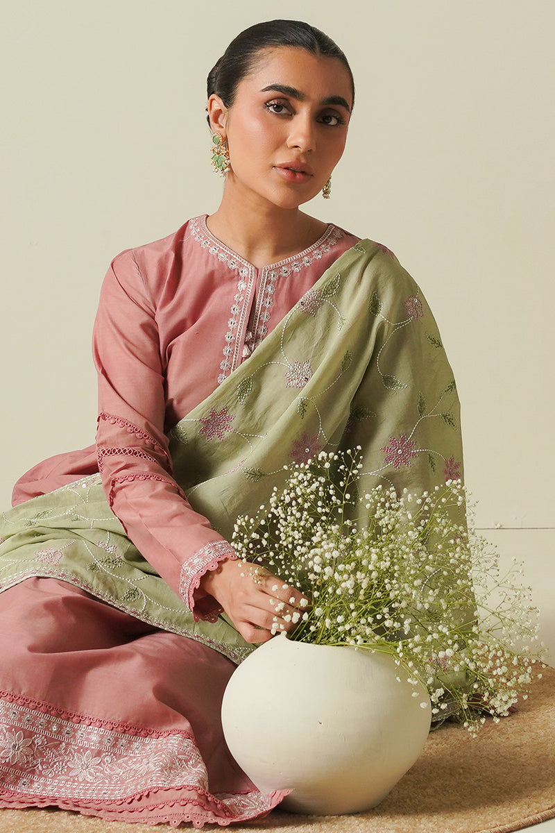 Cross Stitch | Mahiri Embroidered Lawn 24 | SOFT SAGE - Official Cross Stitch stockist in UK - Sakeena London