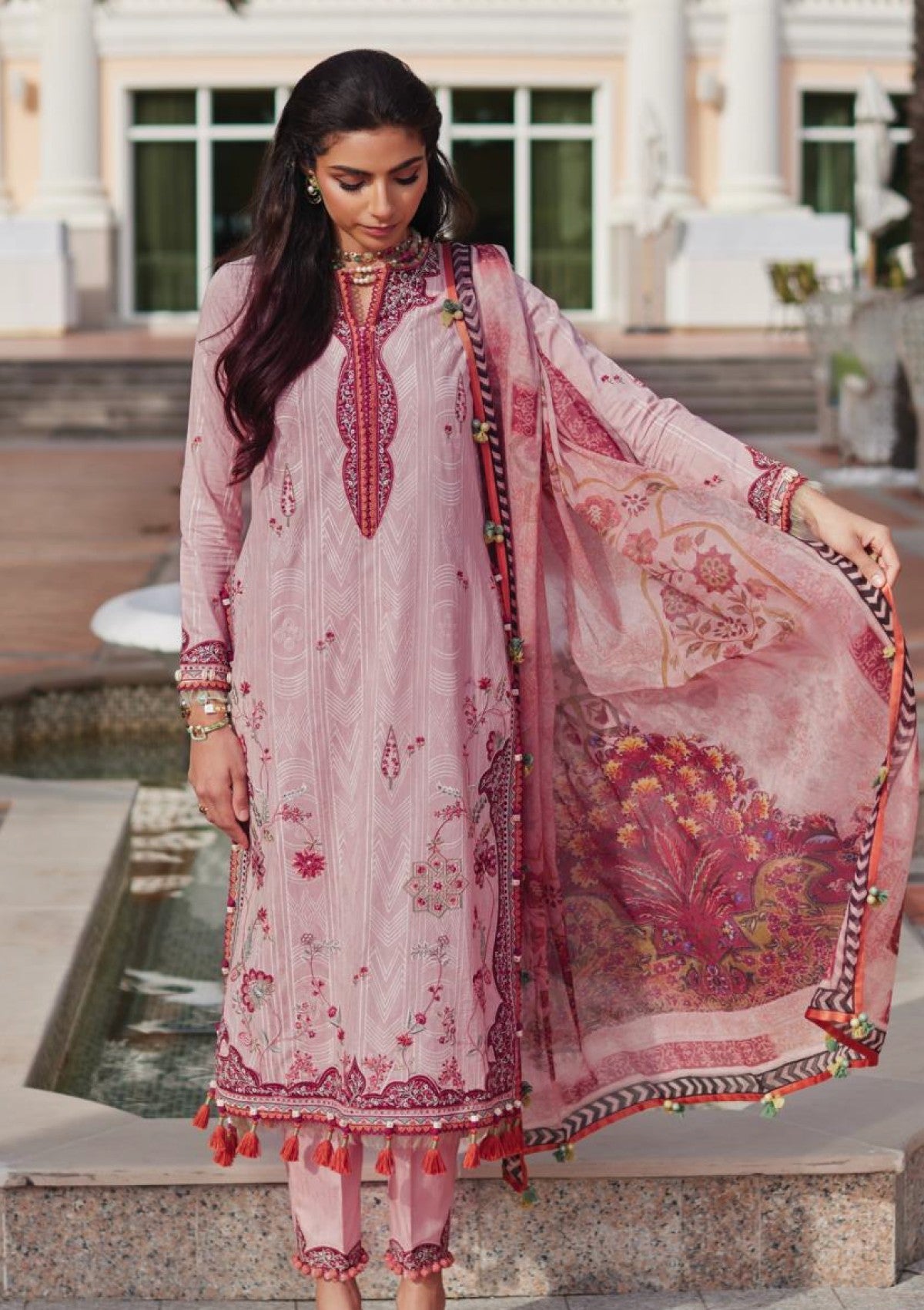 Lawn - Farah Talib Aziz - Luxury Unstitched - FTL25#03 - Prciscilla Pink