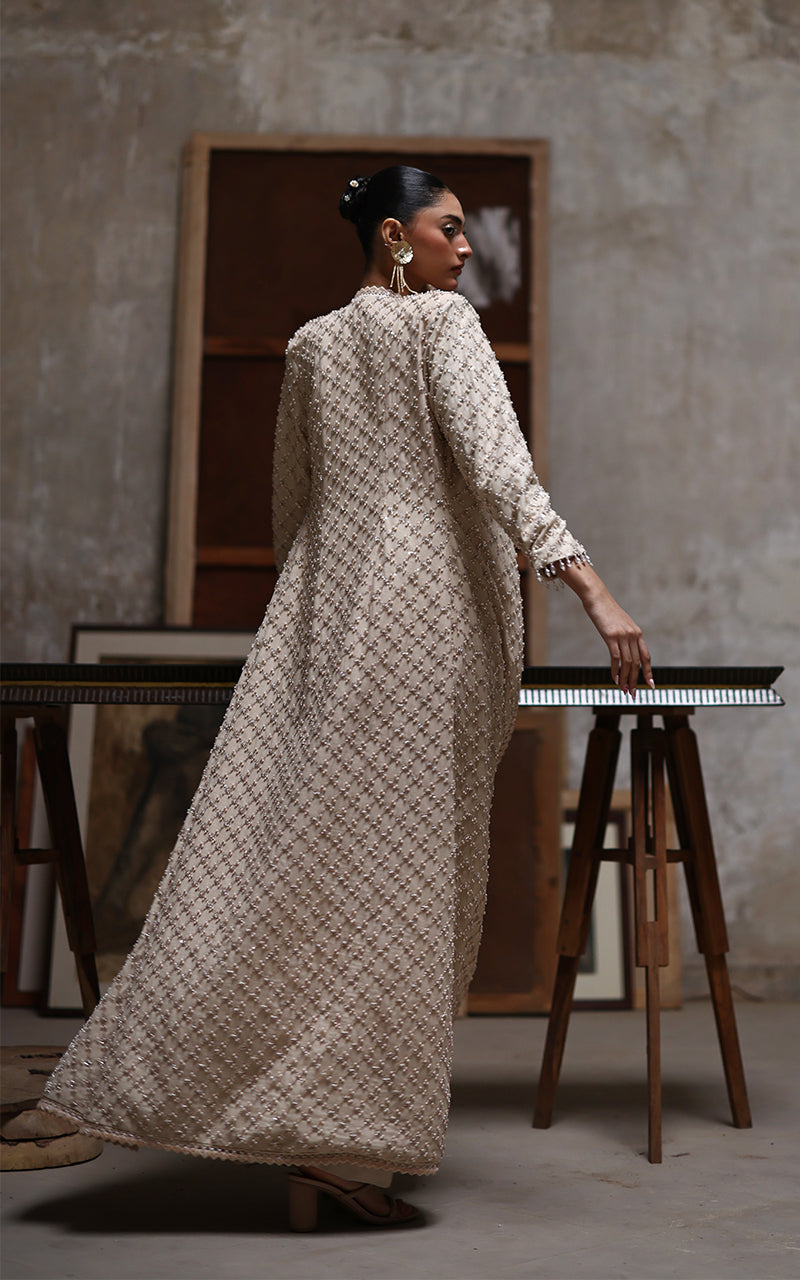Threads and Motifs | Formal Dresses 25 | Net Embroidered Jacket With Embroidered Blouse And Trouser - Official Threads and Motifs stockist in UK - Sakeena London