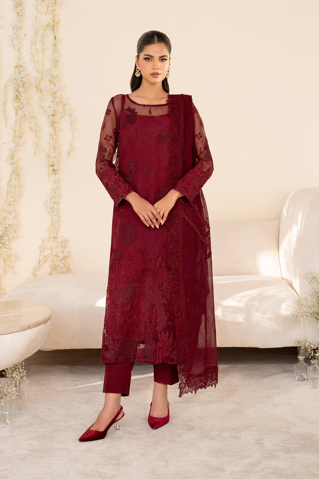 Iznik | Festive Formal | UE-438 Embroidered Pure Organza - Official Iznik stockist in UK - Sakeena London