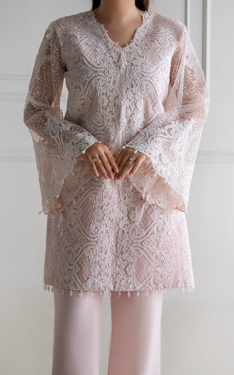 Threads and Motifs | Formal Dresses 25 | Net Embroidered shirt - Official Threads and Motifs stockist in UK - Sakeena London