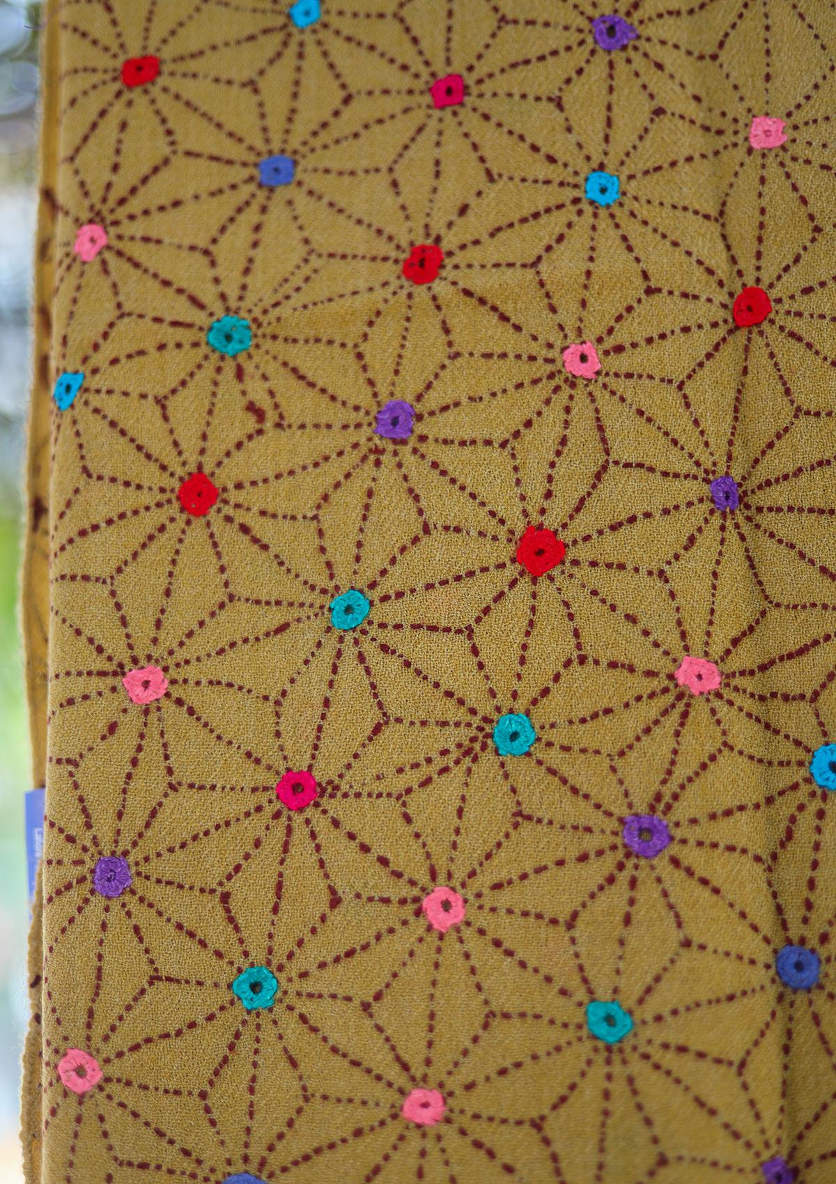Wool Needle Work Shawl D - 26 - Golden