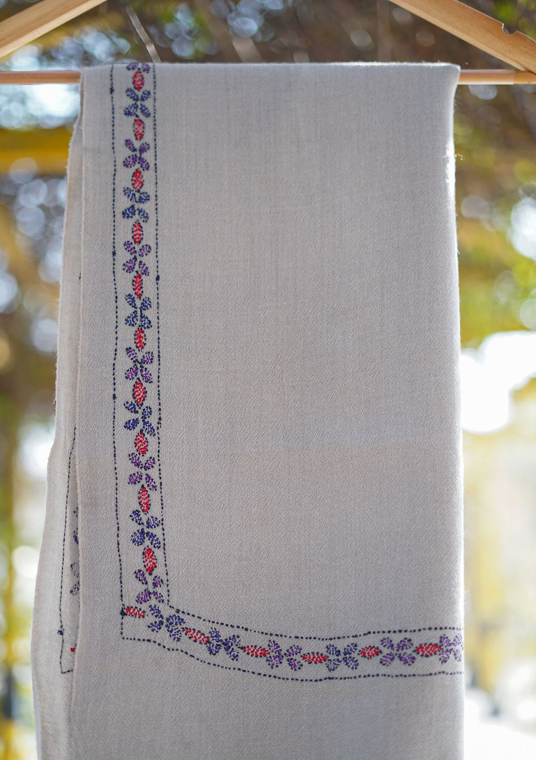Wool Needle Work Shawl D - 49 - Grey