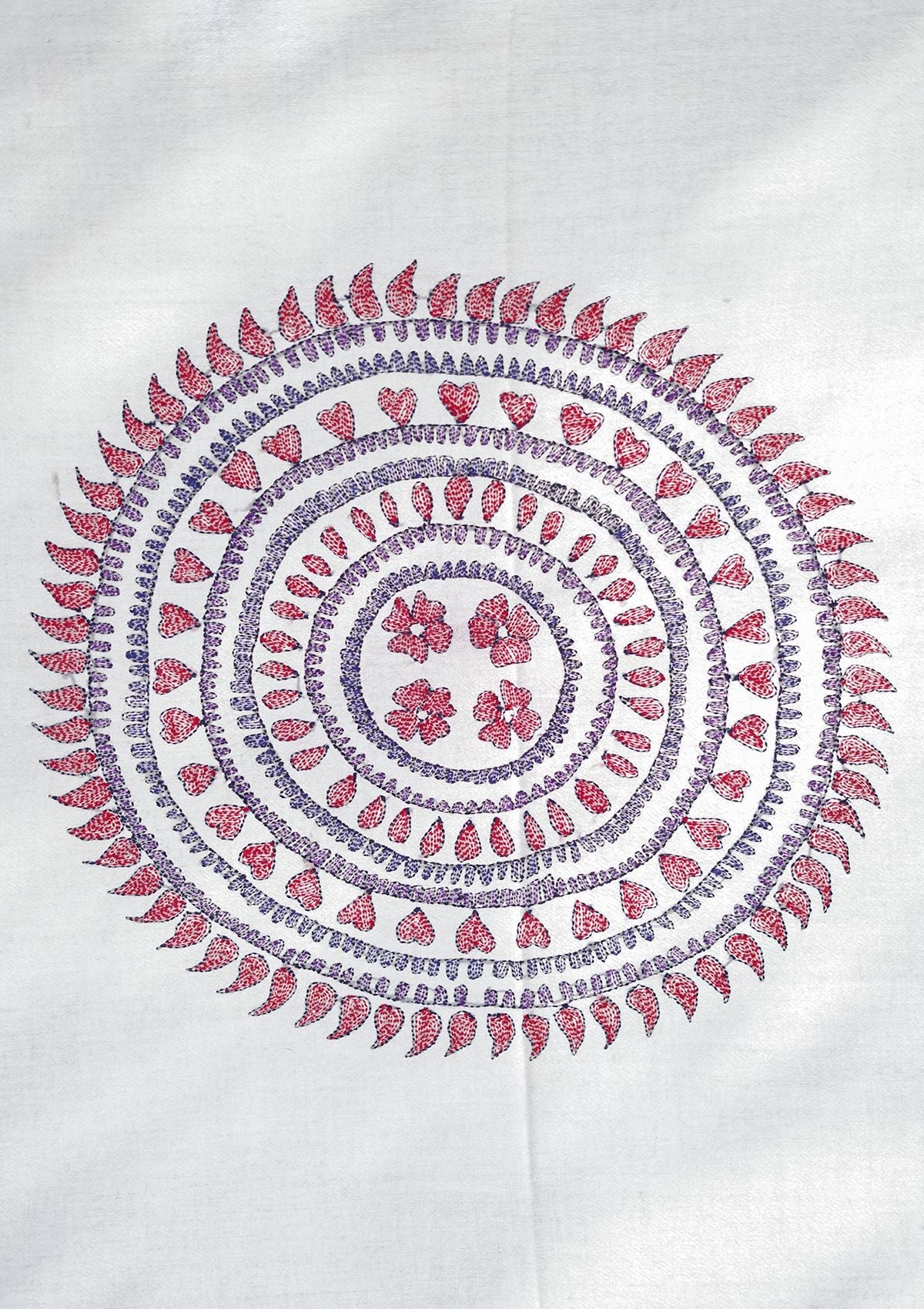 Wool Needle Work Shawl D - 49 - Grey
