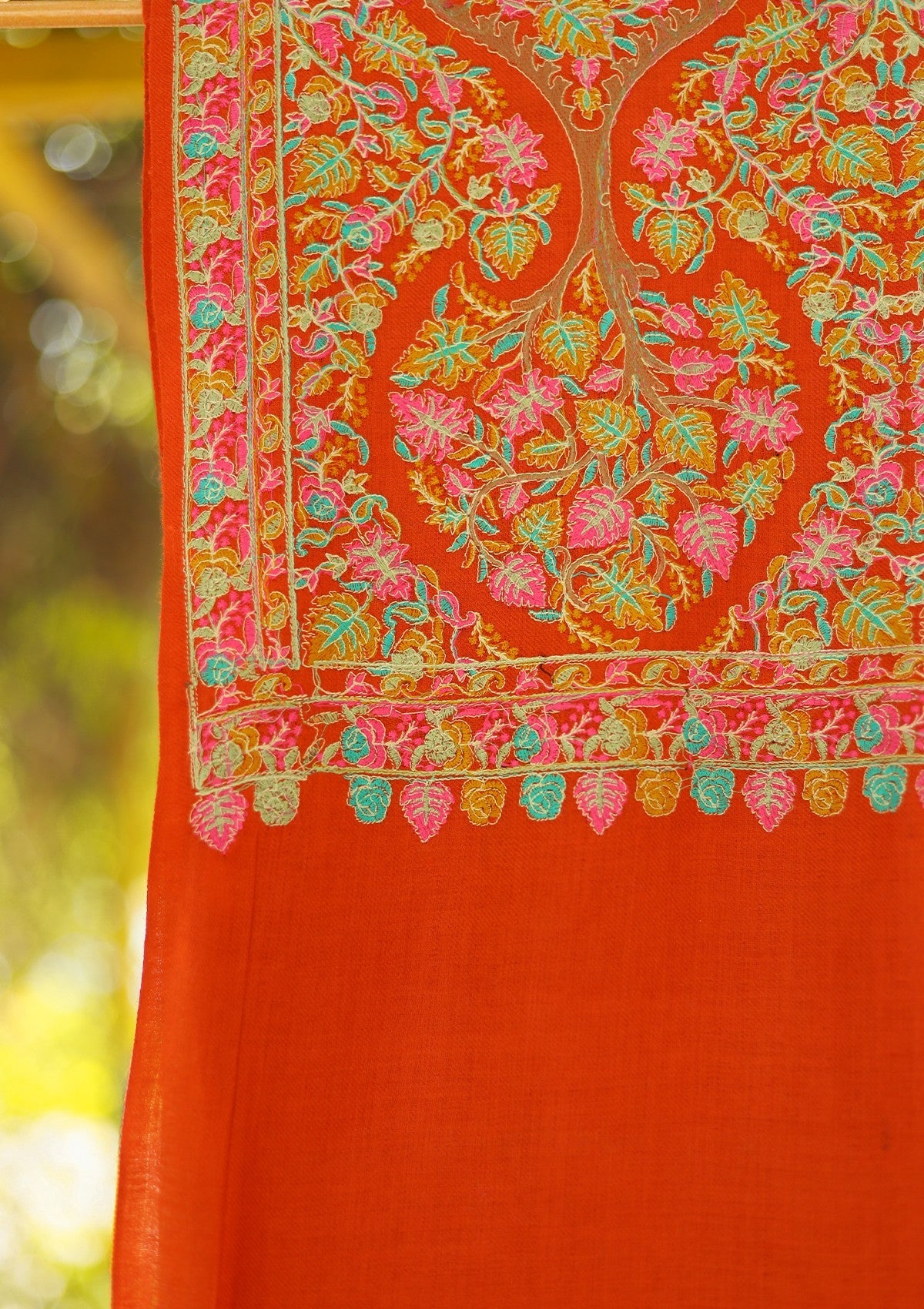 Wool Embroidered Shawl D - 13 - Red