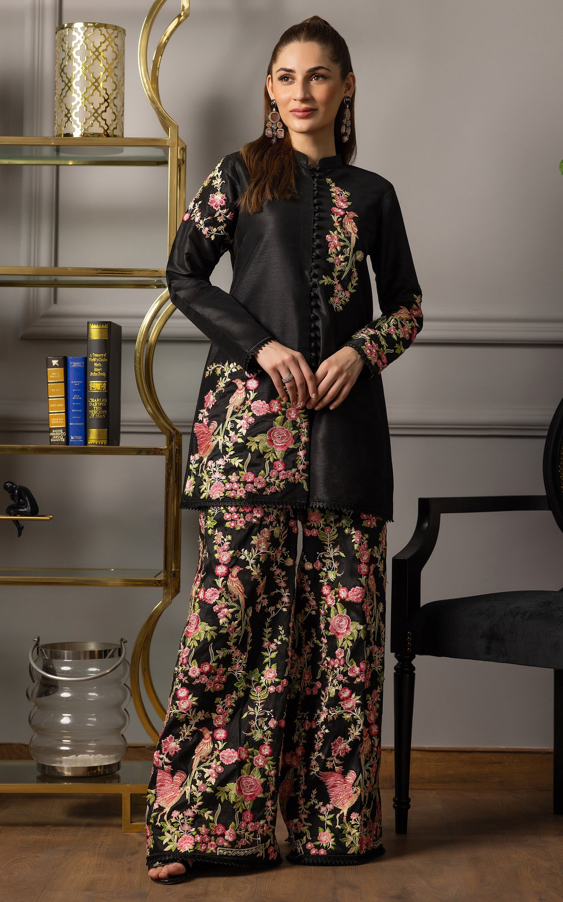 Threads and Motifs | Formal Dresses 25 | Embroidered Jacket With Trouser - Official Threads and Motifs stockist in UK - Sakeena London