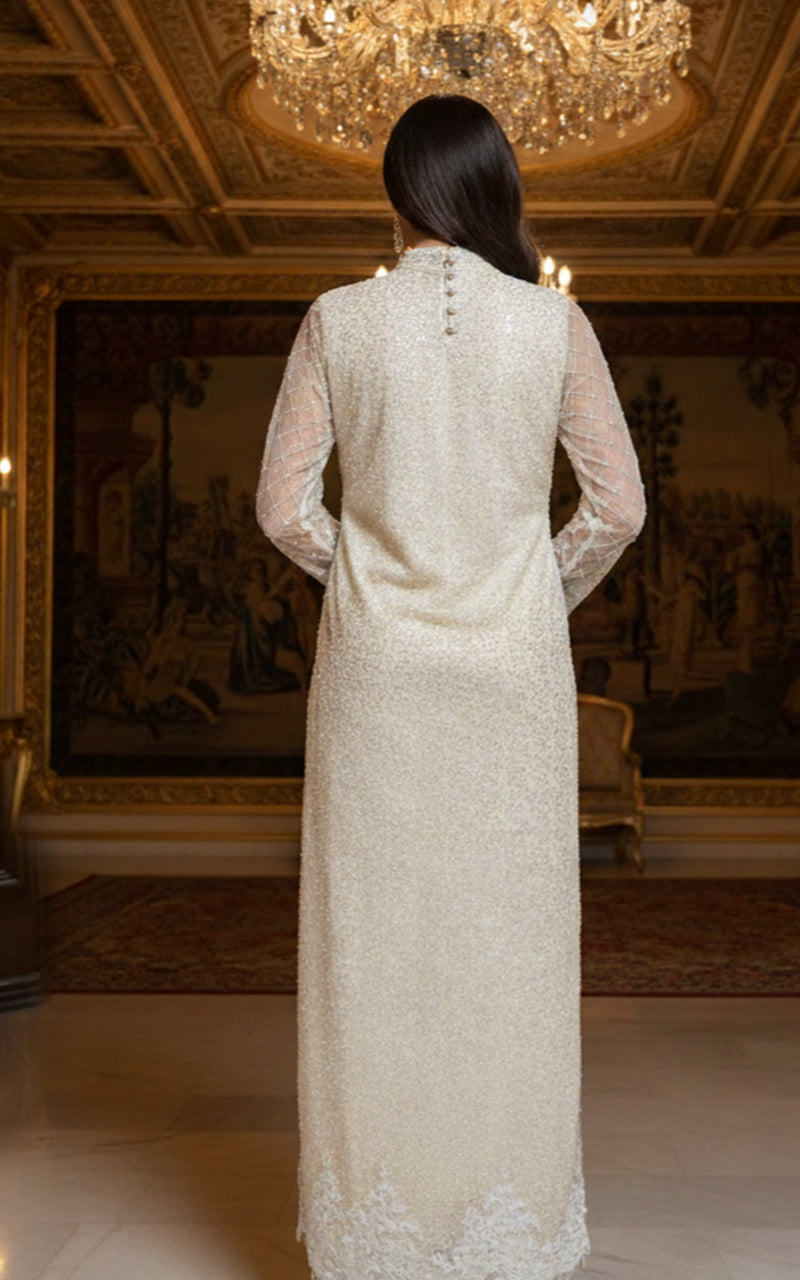 Threads and Motifs | Formal Dresses 25 | Net Embroidered Shirt With Trouser - Official Threads and Motifs stockist in UK - Sakeena London
