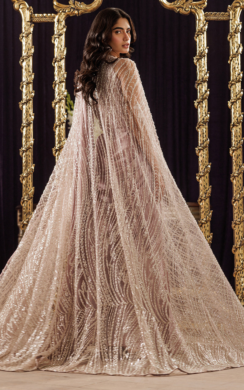 Threads and Motifs | Formal Dresses 25 | Net Embroidered Cape With Blouse And Skirt Saree - Official Threads and Motifs stockist in UK - Sakeena London