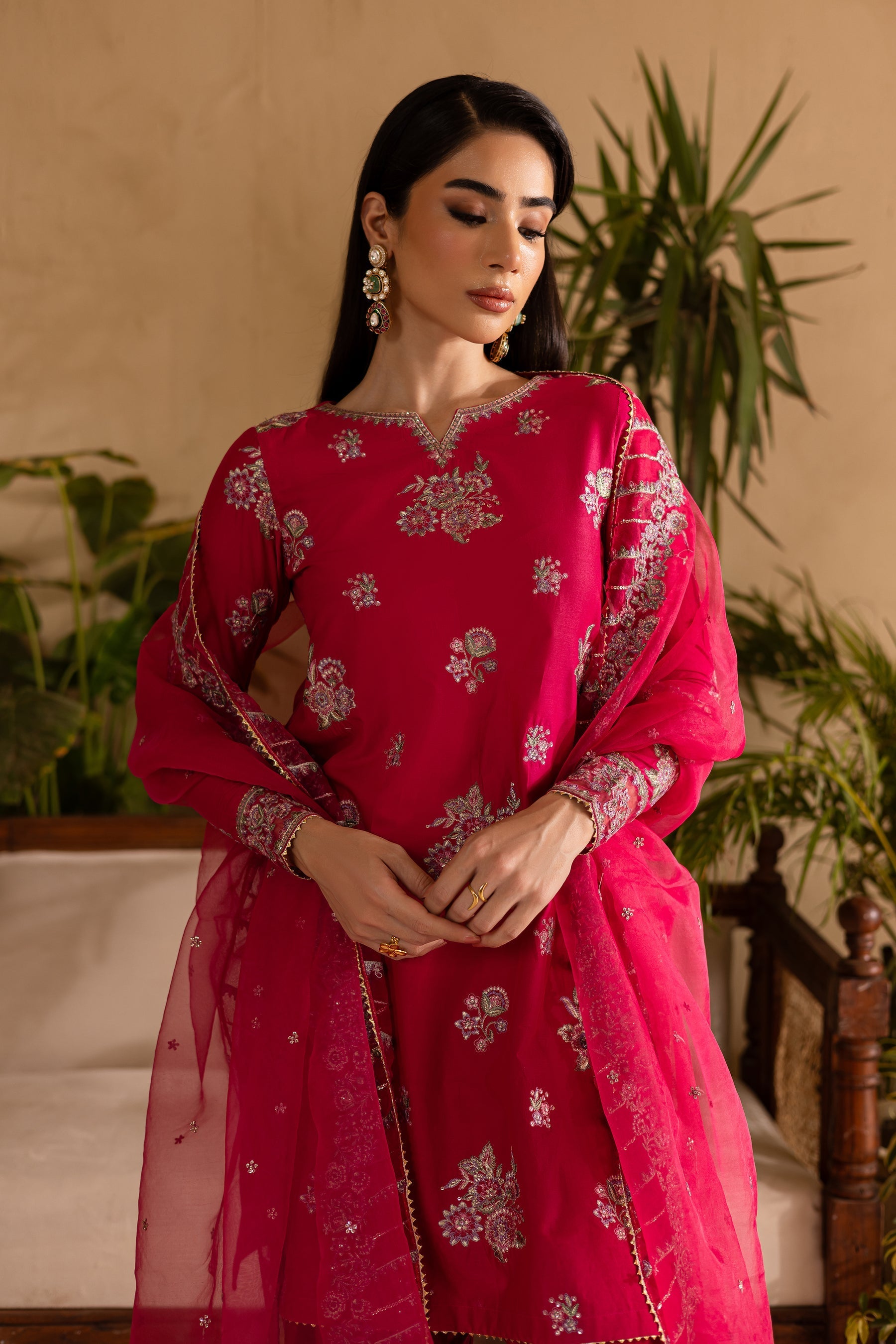 Batik | Nyra Embroidered Summer Solids | Zinnia - Official Batik stockist in UK - Sakeena London