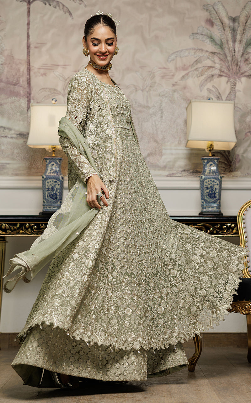 Threads and Motifs | Formal Dresses 25 | Organza Embroidered Maxi With Jacket - Official Threads and Motifs stockist in UK - Sakeena London