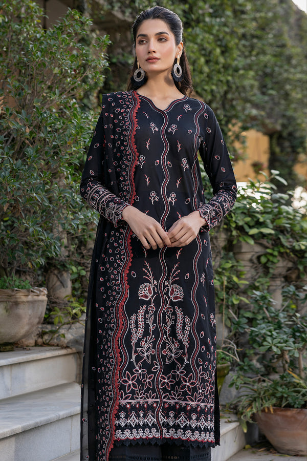 Farasha | Summer Weaves Embroidered Lawn | Black Rose - Official Farasha stockist in UK - Sakeena London