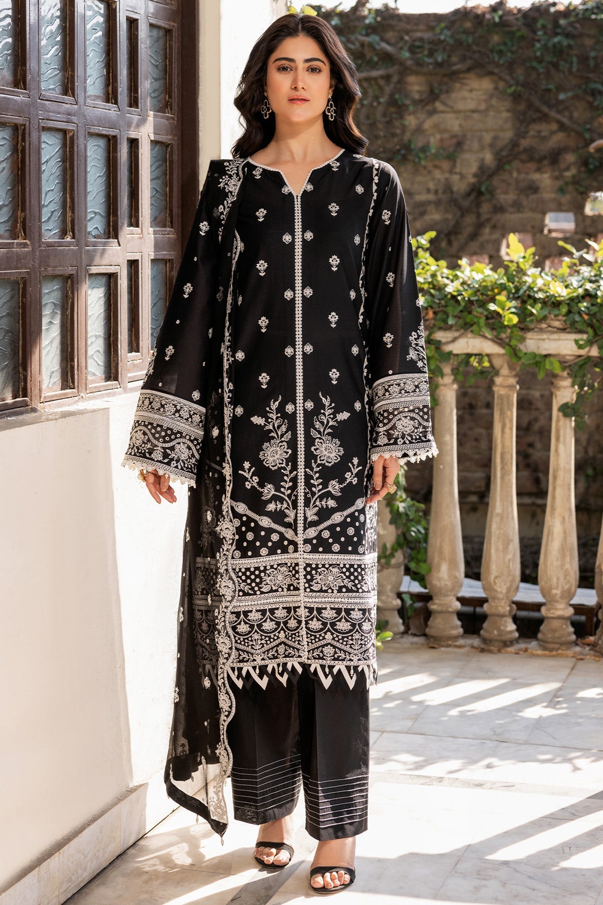 Farasha | Summer Weaves Embroidered Lawn | Midnight Glow - Official Farasha stockist in UK - Sakeena London