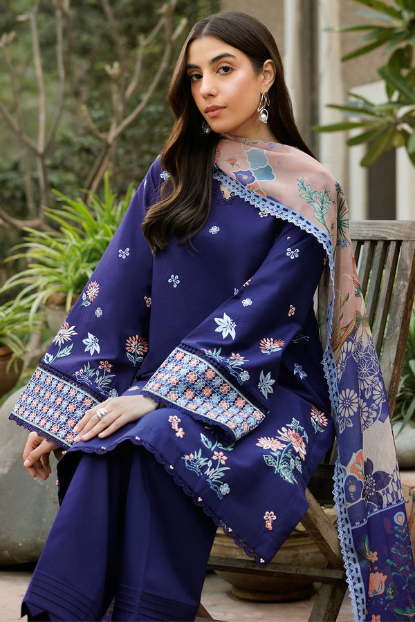 Farasha | Summer Weaves Embroidered Lawn | Indigo Glow - Official Farasha stockist in UK - Sakeena London
