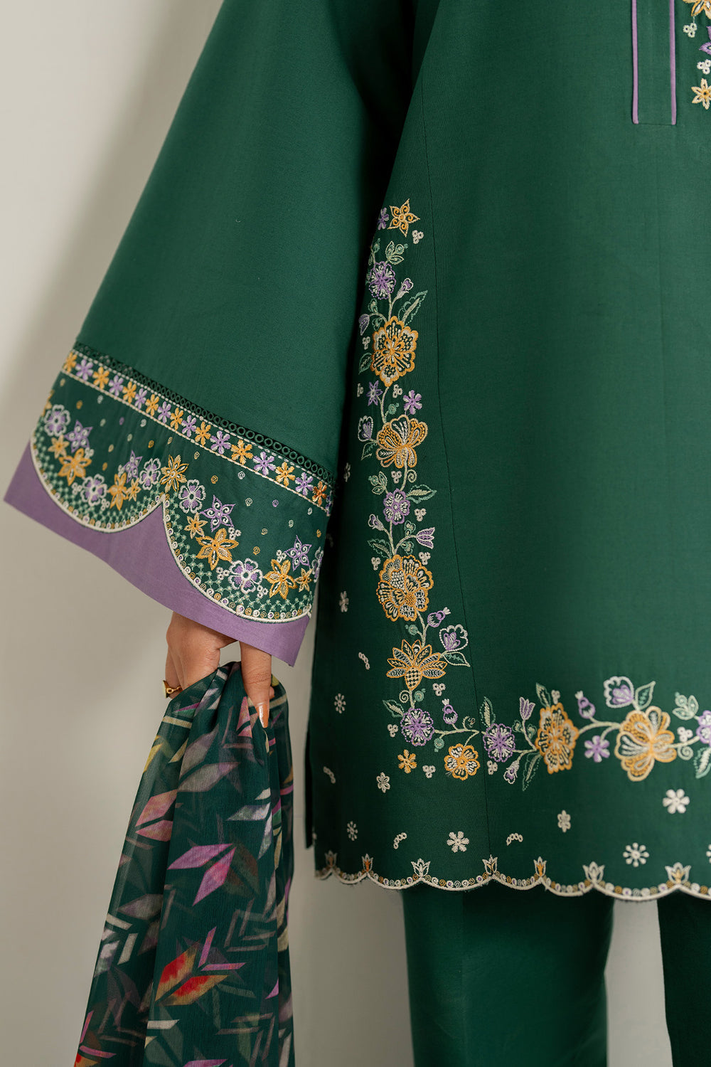 Farasha | Thread Lines Embroidered | Deep Pine - Official Farasha stockist in UK - Sakeena London