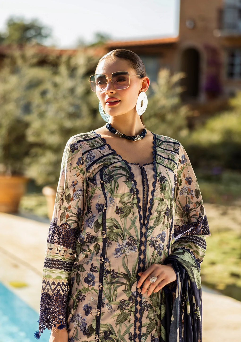 Elaf Premium | Print Chikankari 25 | ELK-08B AZZURRO - Official Elaf Premium stockist in UK - Sakeena London