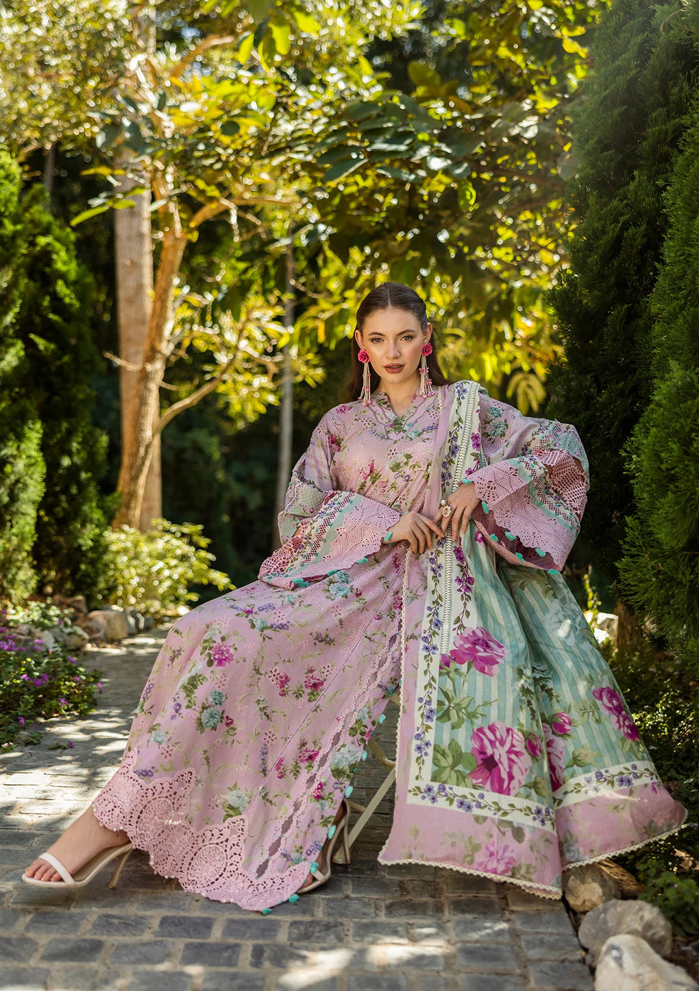 Elaf Premium | Print Chikankari 25 | ELK-03B PRINCESS ROSE - Official Elaf Premium stockist in UK - Sakeena London