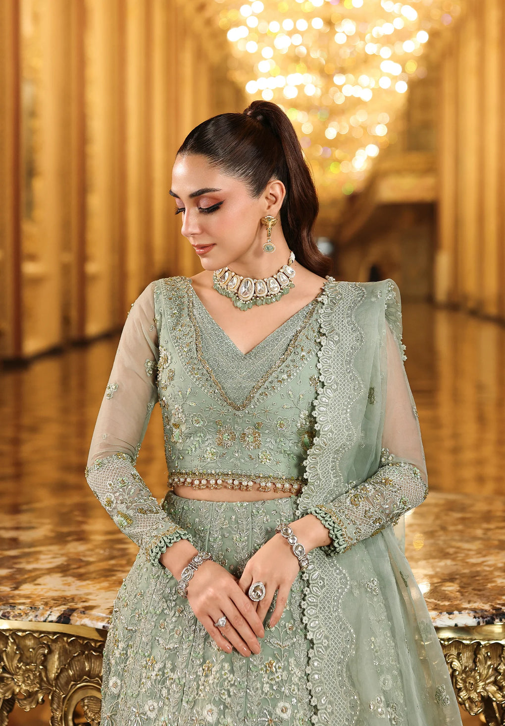 Elaf Premium | Stardom Formal Handwork 25 | ESH-03 LIME LIGHT - Official Elaf Premium stockist in UK - Sakeena London