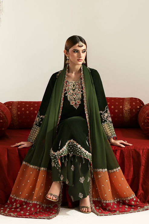 Emaan Adeel | Zarposh Velvet 25 | AARISH - Official Emaan Adeel stockist in UK - Sakeena London