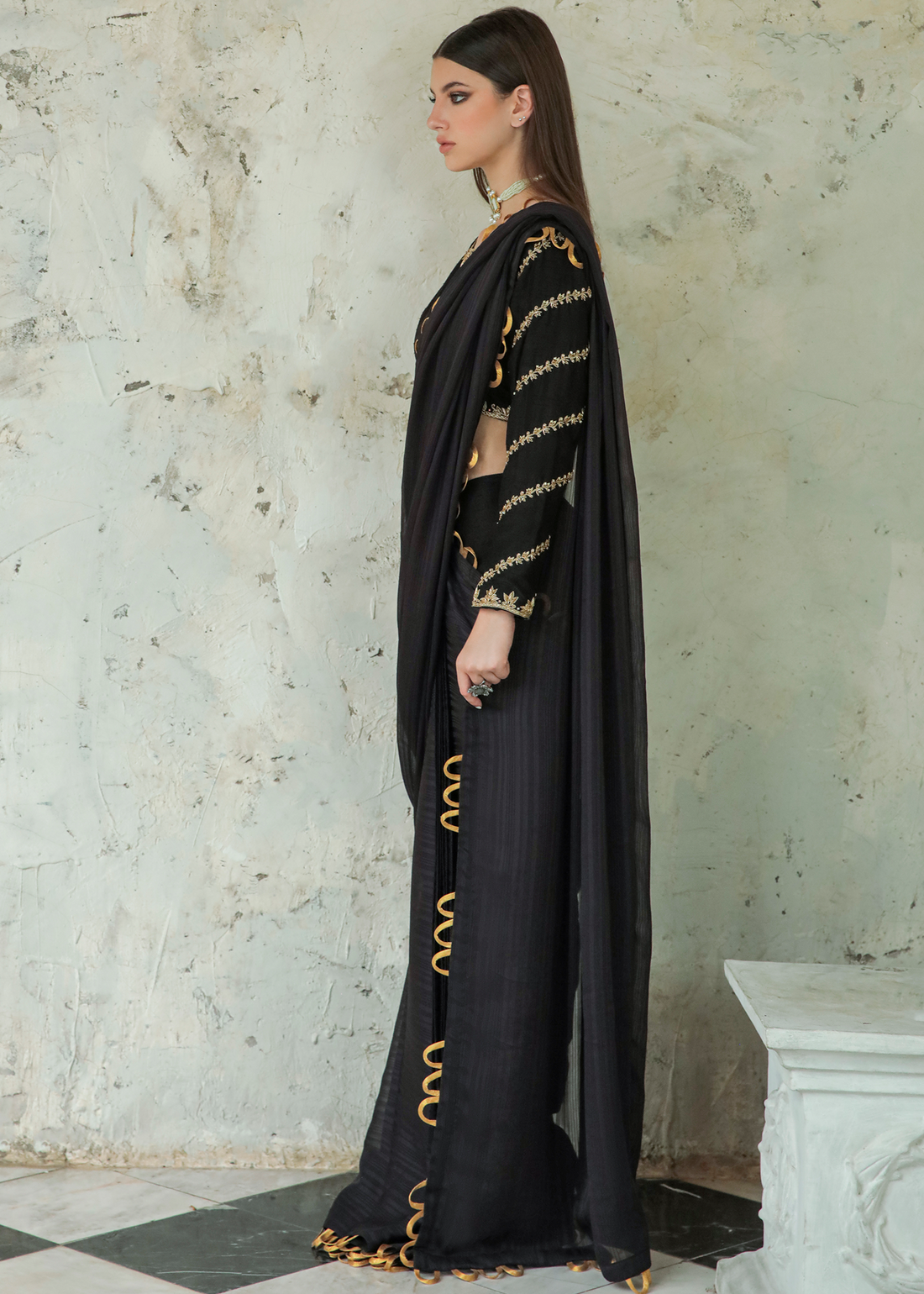 Purple Haze Pret Studio | Apsara Formals | Black Saree Pants - Official Purple Haze stockist in UK - Sakeena London