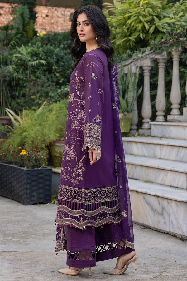 Farasha | Summer Weaves Embroidered Lawn | Raven Plum - Official Farasha stockist in UK - Sakeena London