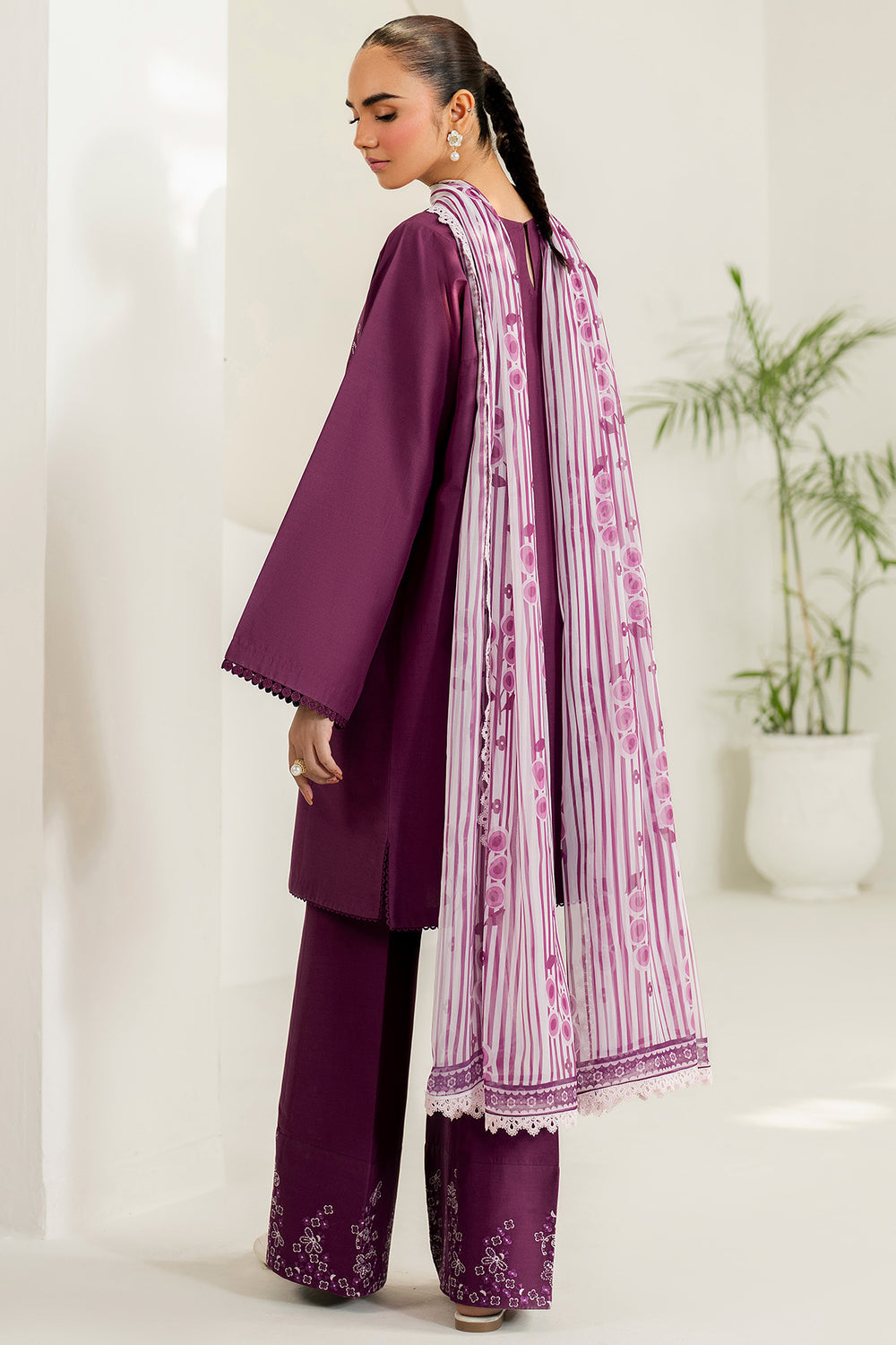 Farasha | Thread Lines Embroidered | Mauve Eclips - Official Farasha stockist in UK - Sakeena London