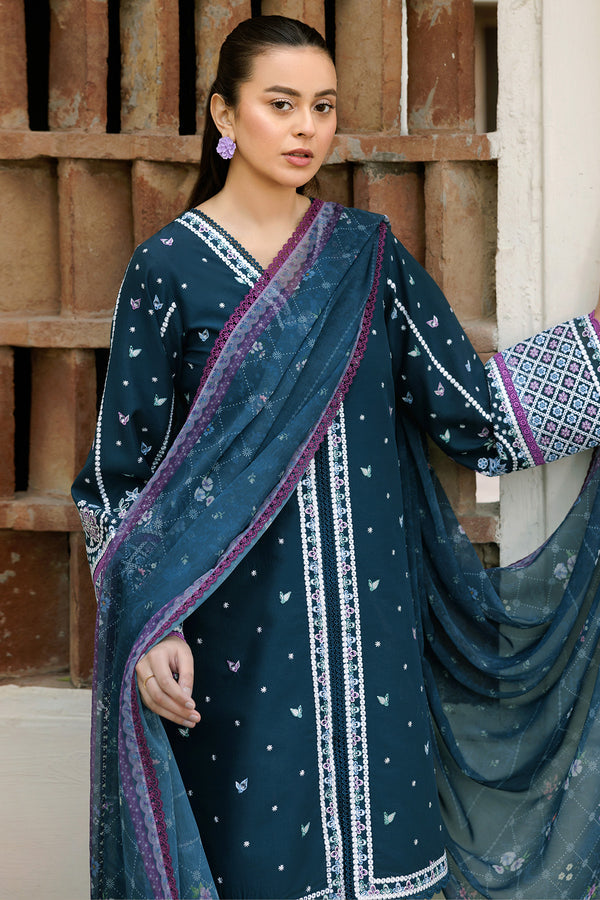 Farasha | Summer Weaves Embroidered Lawn | Blue Allure - Official Farasha stockist in UK - Sakeena London