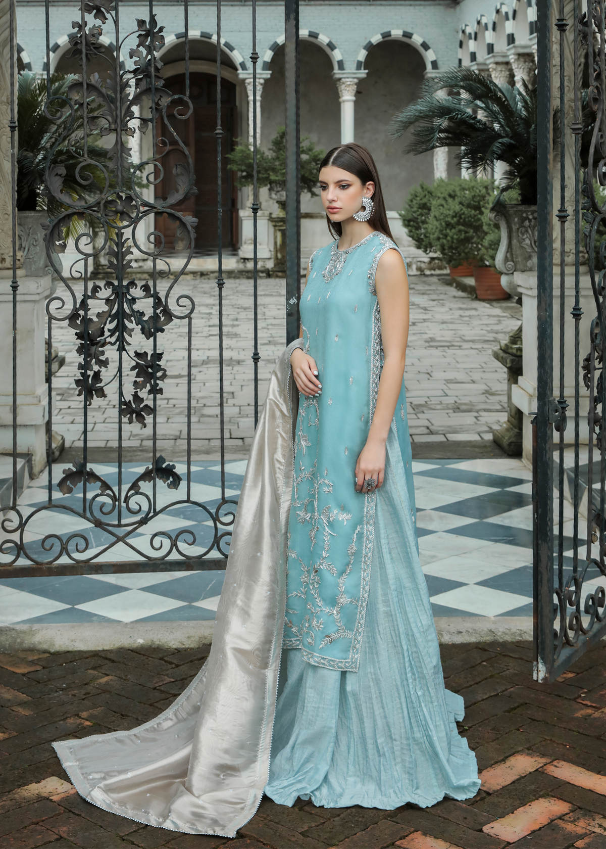 Purple Haze Pret Studio | Apsara Formals | Ice Blue Organza Outfit - Official Purple Haze stockist in UK - Sakeena London