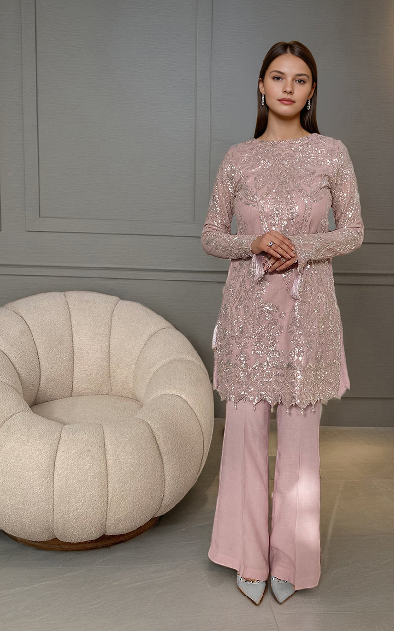 Threads and Motifs | Formal Dresses 25 | Net Embroidered Shirt - Official Threads and Motifs stockist in UK - Sakeena London