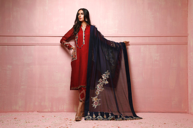 Wahajmkhan | Festive Fiesta Formals | RED ROUGE - Official Wahaj M.Khan stockist in UK - Sakeena London