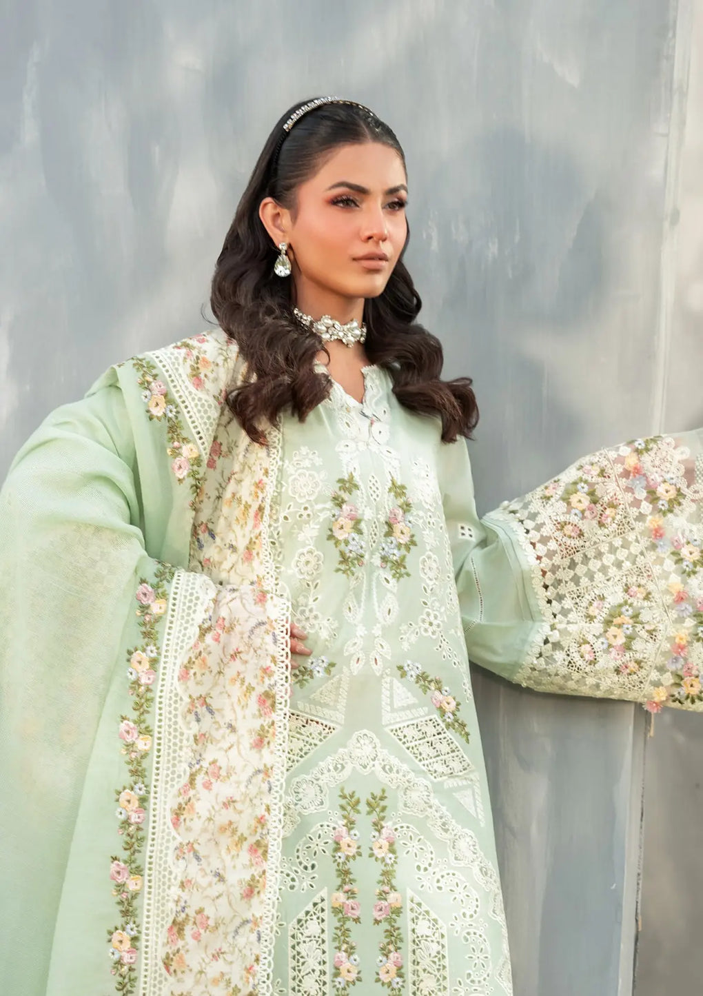 Elaf Premium | Luxury Lawn 25 | ELH-4B FROSTEL - Official Elaf Premium stockist in UK - Sakeena London