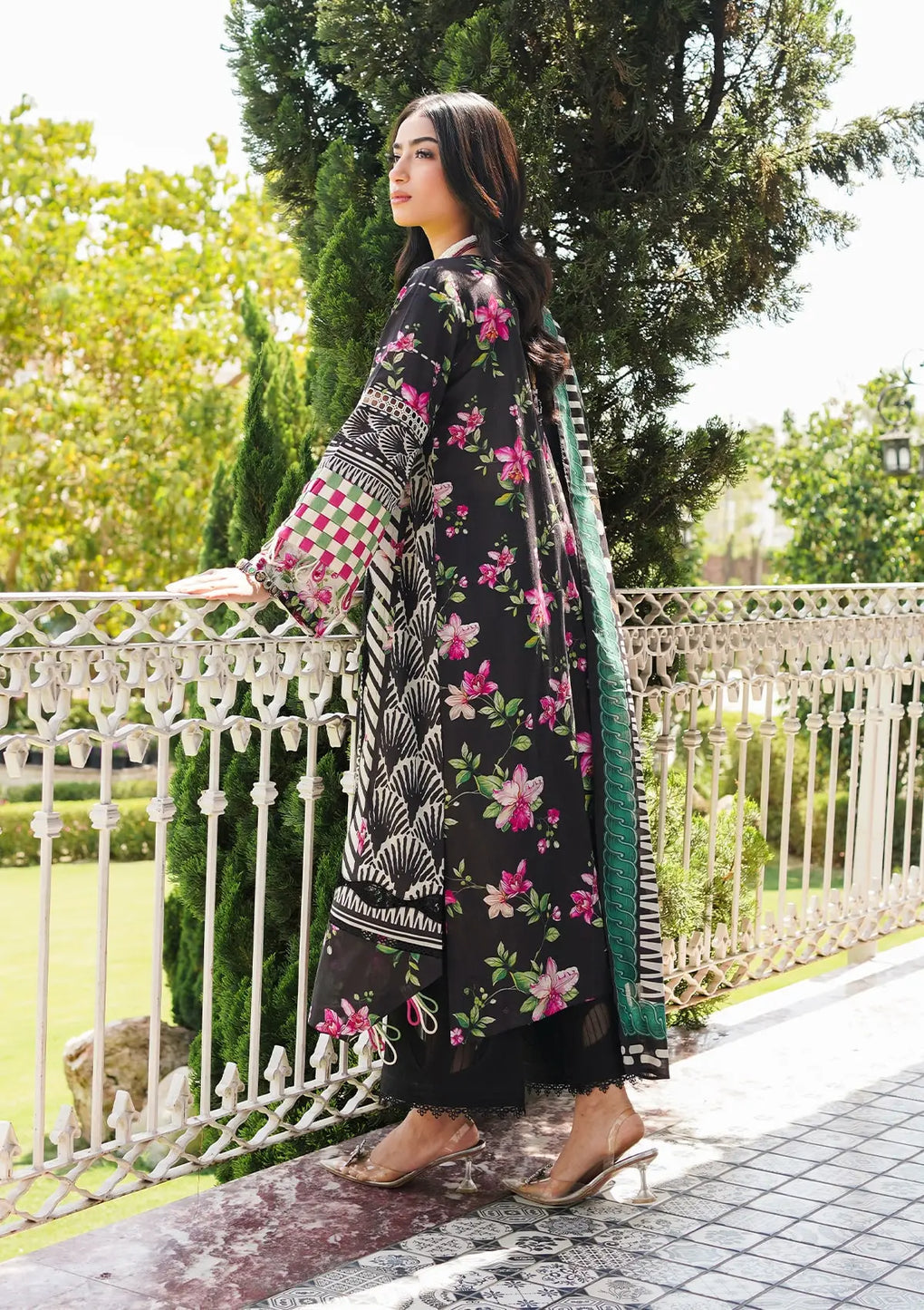 Elaf Premium | Printed Collection 24 | EEP-02A - Dark Floral - Official Elaf Premium stockist in UK - Sakeena London