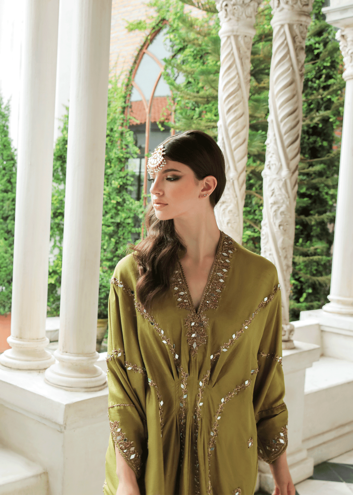 Purple Haze Pret Studio | Apsara Formals | Sheen Green Kaftan - Official Purple Haze stockist in UK - Sakeena London