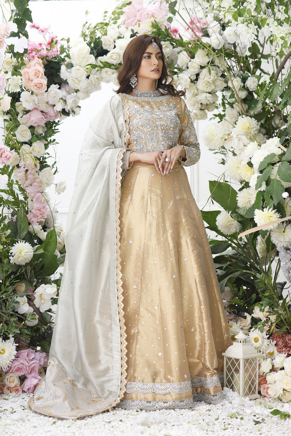 Wahajmkhan | Eden wedding Formals | ANTIQUE GOLD LENGA & CHOLI - Official Wahaj M.Khan stockist in UK - Sakeena London