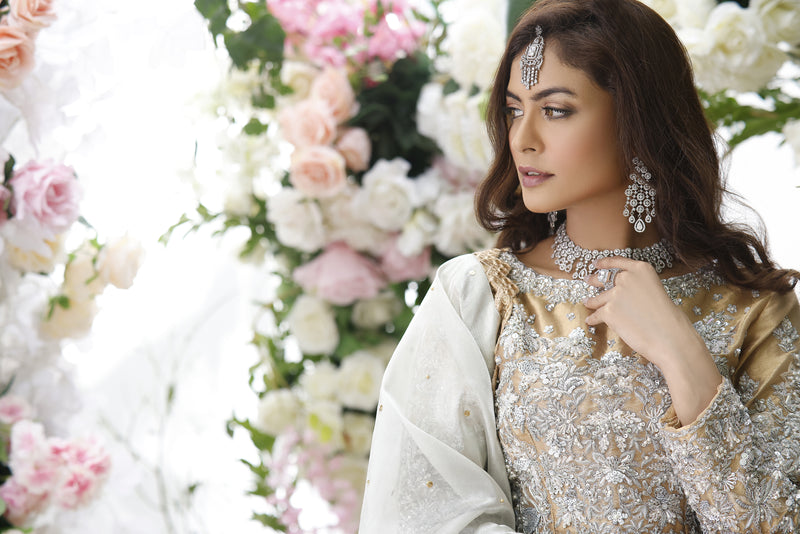 Wahajmkhan | Eden wedding Formals | ANTIQUE GOLD LENGA & CHOLI - Official Wahaj M.Khan stockist in UK - Sakeena London