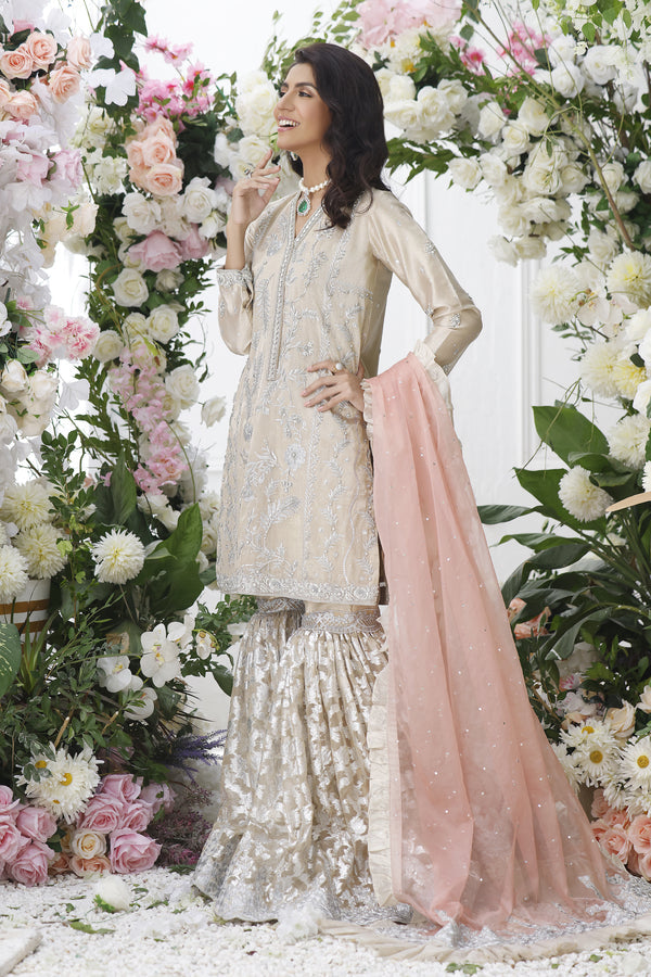 Wahajmkhan | Eden wedding Formals | GOLD GHARARA SUIT - Official Wahaj M.Khan stockist in UK - Sakeena London