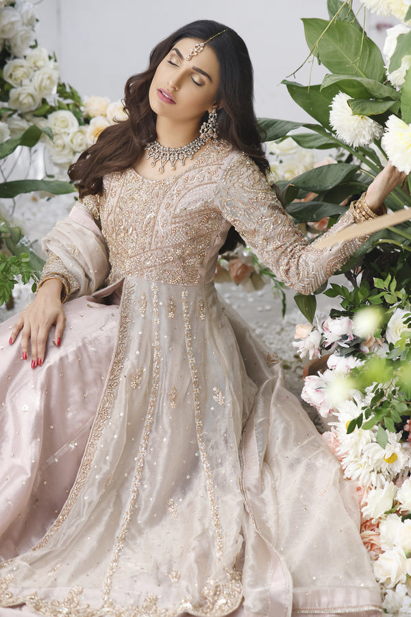 Wahajmkhan | Eden wedding Formals | ROSE GOLD ANARKALI & LENGA - Official Wahaj M.Khan stockist in UK - Sakeena London