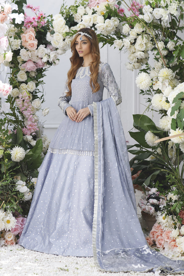 Wahajmkhan | Eden wedding Formals | PERIWINKLE PEPLUM & LENGA - Official Wahaj M.Khan stockist in UK - Sakeena London