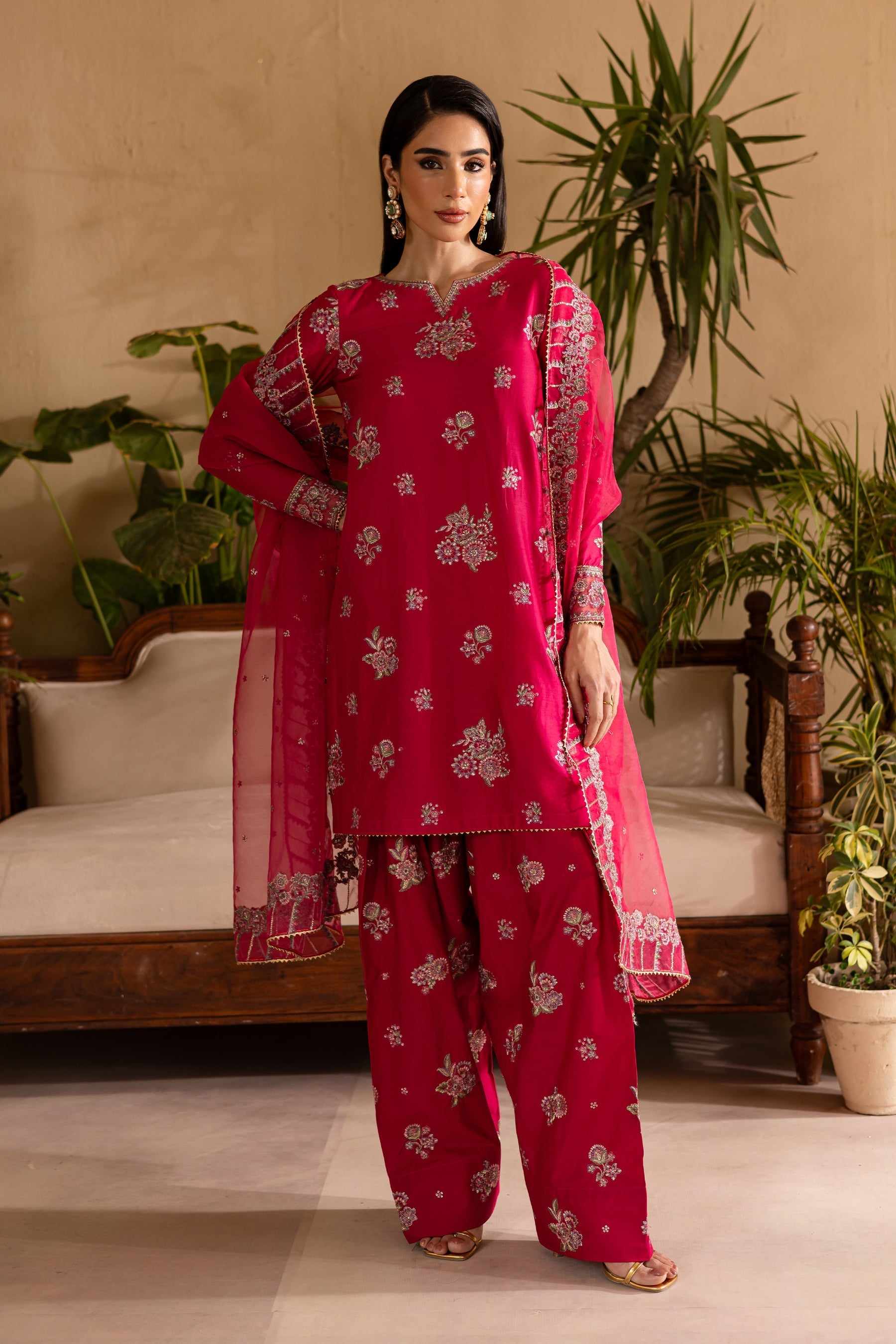 Batik | Nyra Embroidered Summer Solids | Zinnia - Official Batik stockist in UK - Sakeena London