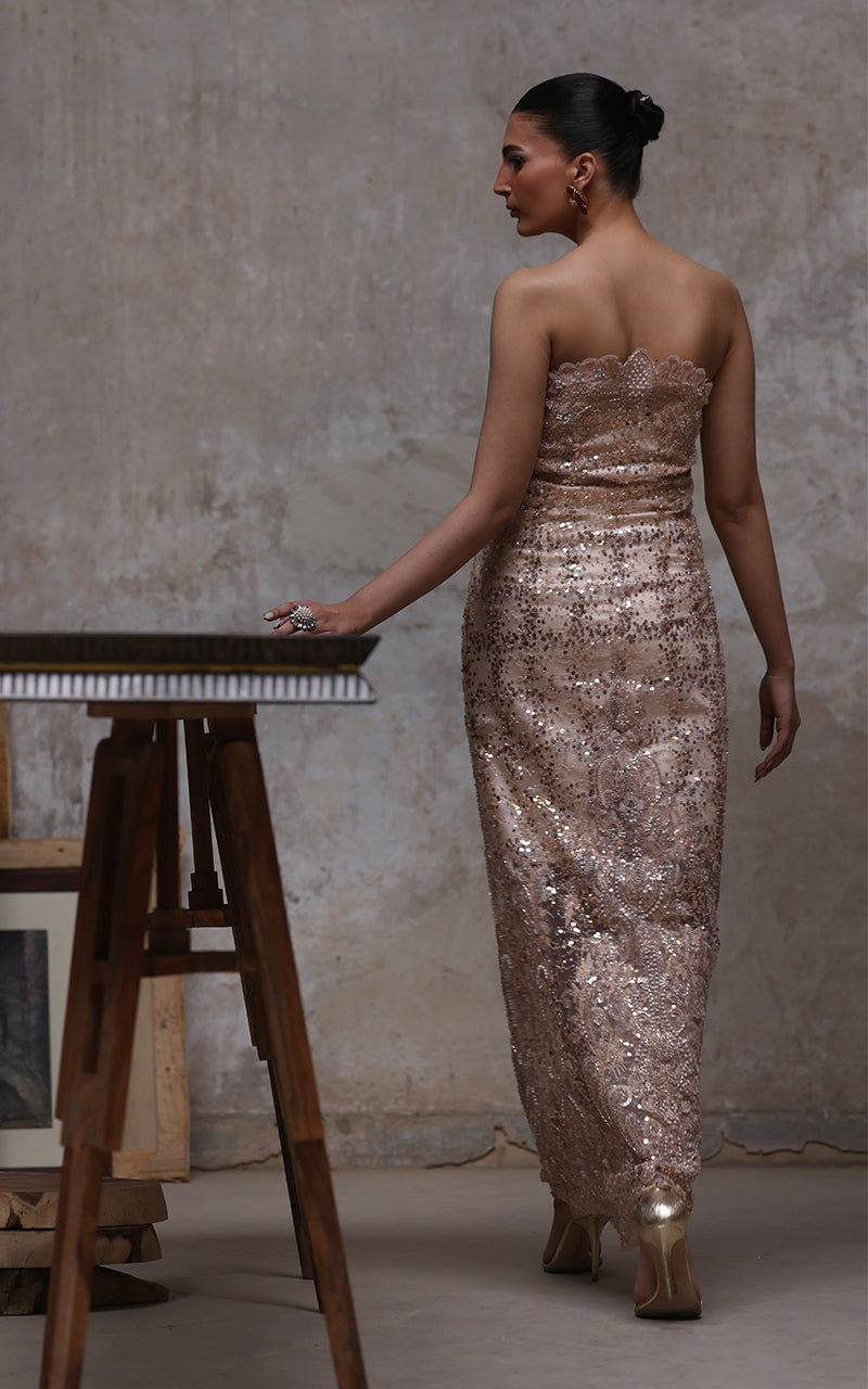 Threads and Motifs | Formal Dresses 25 | Net Embroidered Dress - Official Threads and Motifs stockist in UK - Sakeena London