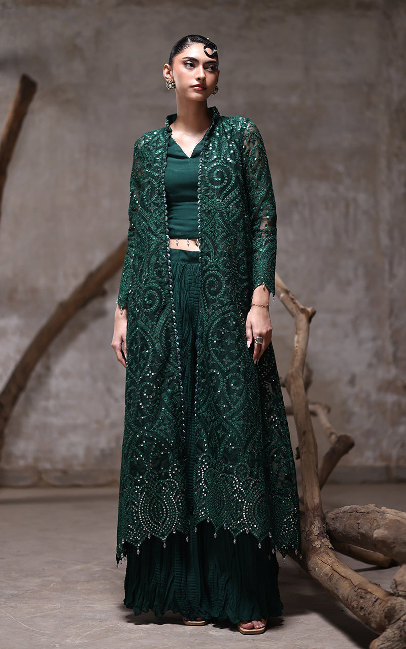 Threads and Motifs | Formal Dresses 25 | Organza Jacket With Crushed Trouser - Official Threads and Motifs stockist in UK - Sakeena London