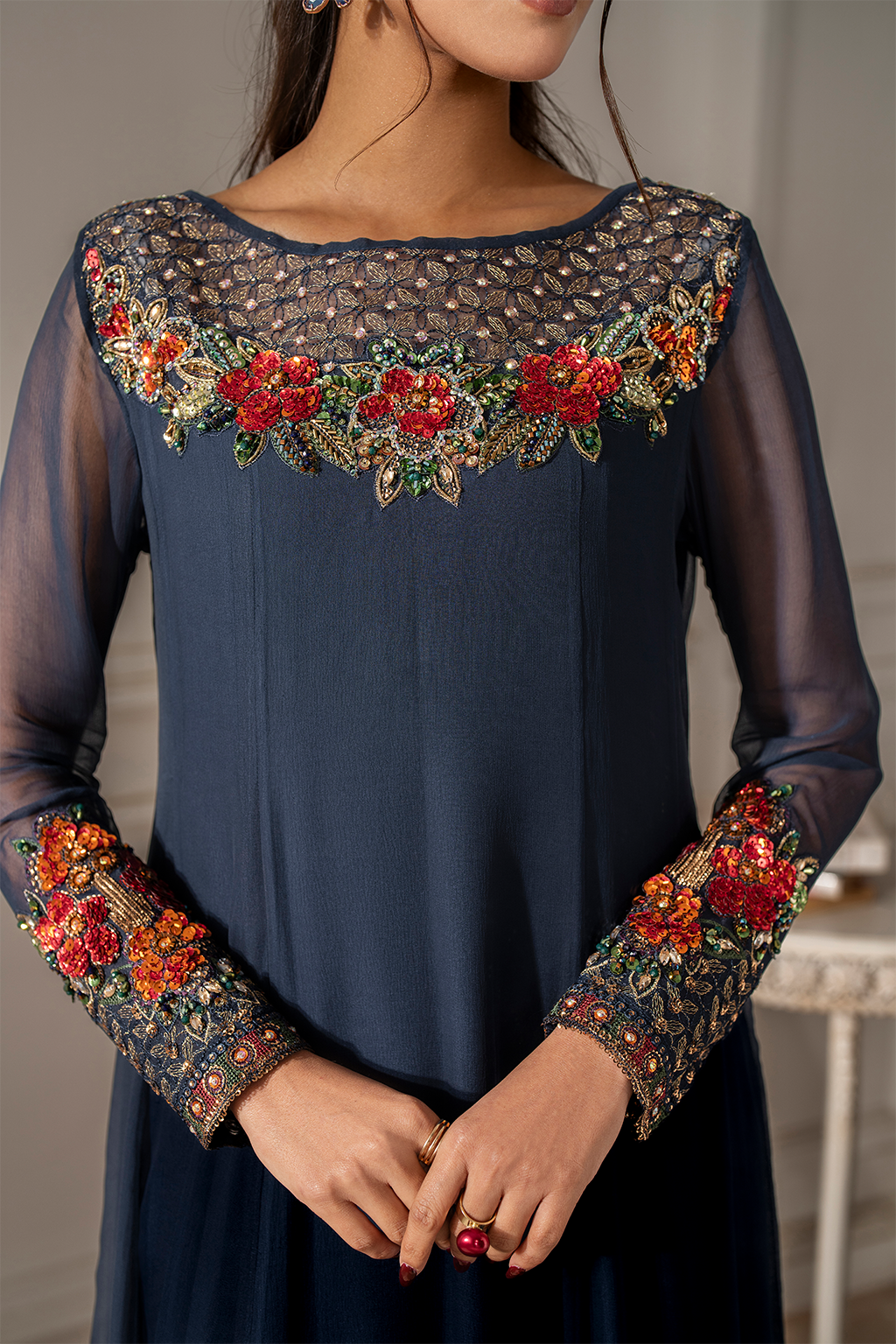 Iznik I Festive Formal I UE-412 Embroidered Chiffon - Official Iznik stockist in UK - Sakeena London