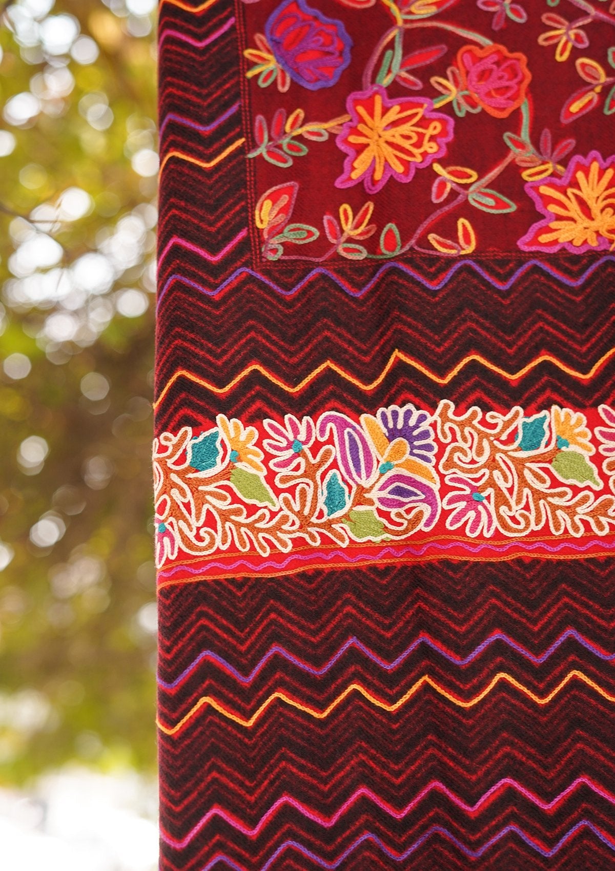 Digital Printed Wool Shawl D - 03 - Maroon