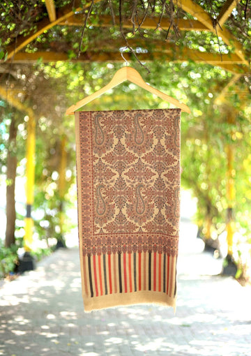 Digital Printed Wool Shawl D - 14 - Brown