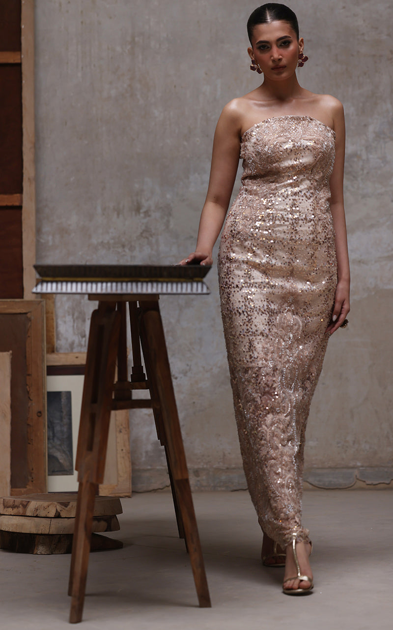Threads and Motifs | Formal Dresses 25 | Net Embroidered Dress - Official Threads and Motifs stockist in UK - Sakeena London