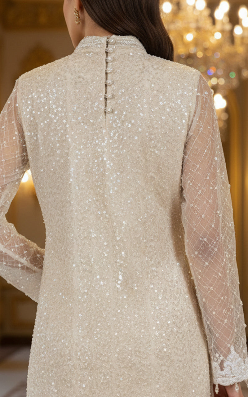 Threads and Motifs | Formal Dresses 25 | Net Embroidered Shirt With Trouser - Official Threads and Motifs stockist in UK - Sakeena London